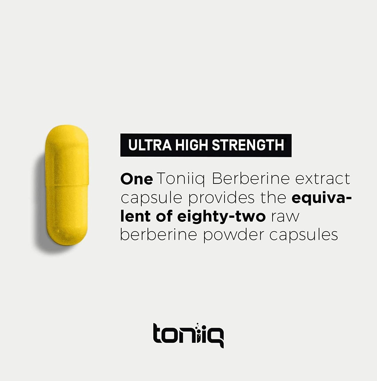 Toniiq Ultra Alta Potencia Berberina HCl de Los Himalayas - Extracto Concentrado 100:1 - Berberina HCl 97% Probada en Laboratorio - 90 Cápsulas Vegetarianas, 500 mg por Cápsula