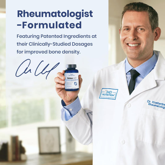 1MD OsteoMD para apoyo integral óseo | con hidroxiapatita de calcio, vitamina D3 y K2 | 90 cápsulas