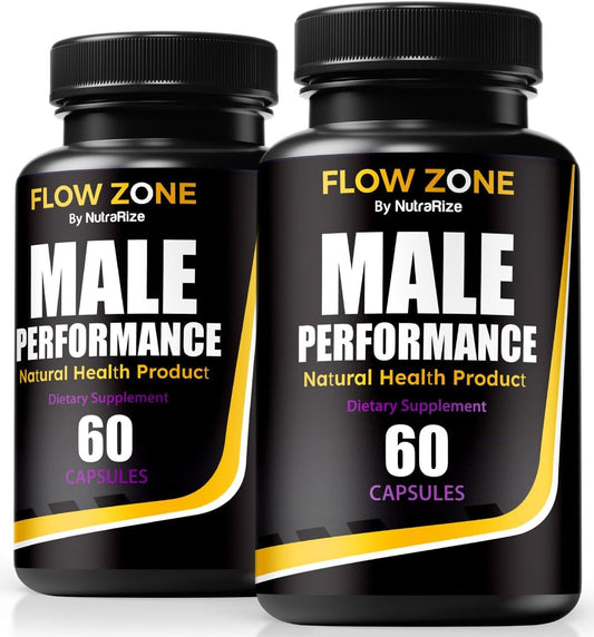 NutraRize (2 unidades) Flow Zone, Cápsulas Flow Zone para hombres, máximo apoyo masculino, rendimiento y confianza de aumento, suplemento vitamínico, revisiones de salud (120 cápsulas)