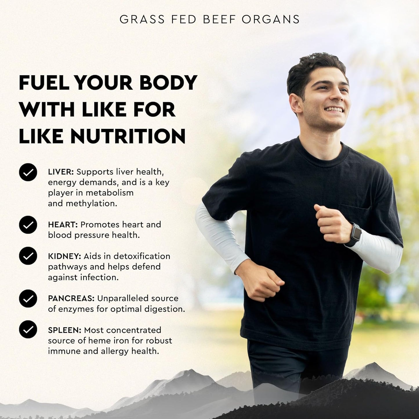 Ancestral Supplements Suplemento de órgano de res alimentado con pasto, apoya el bienestar de todo el cuerpo con una mezcla patentada de hígado, corazón, riñón, páncreas, bazo, carne de res liofilizada, sin OMG, 180 cápsulas