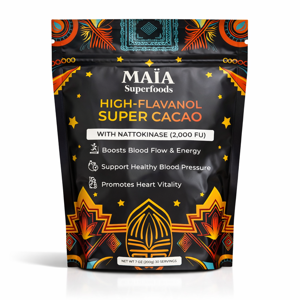 High-Flavanol Super Cacao with Nattokinase (2,000 FU) by Maia Superfoods – Heart Support, Blood Flow & Energy – 30 Servings