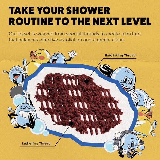 GOSHI Toalla de ducha exfoliante – Toalla exfoliante resistente a desgarros para todo tipo de piel – rojo ladrillo – fabricada en Japón