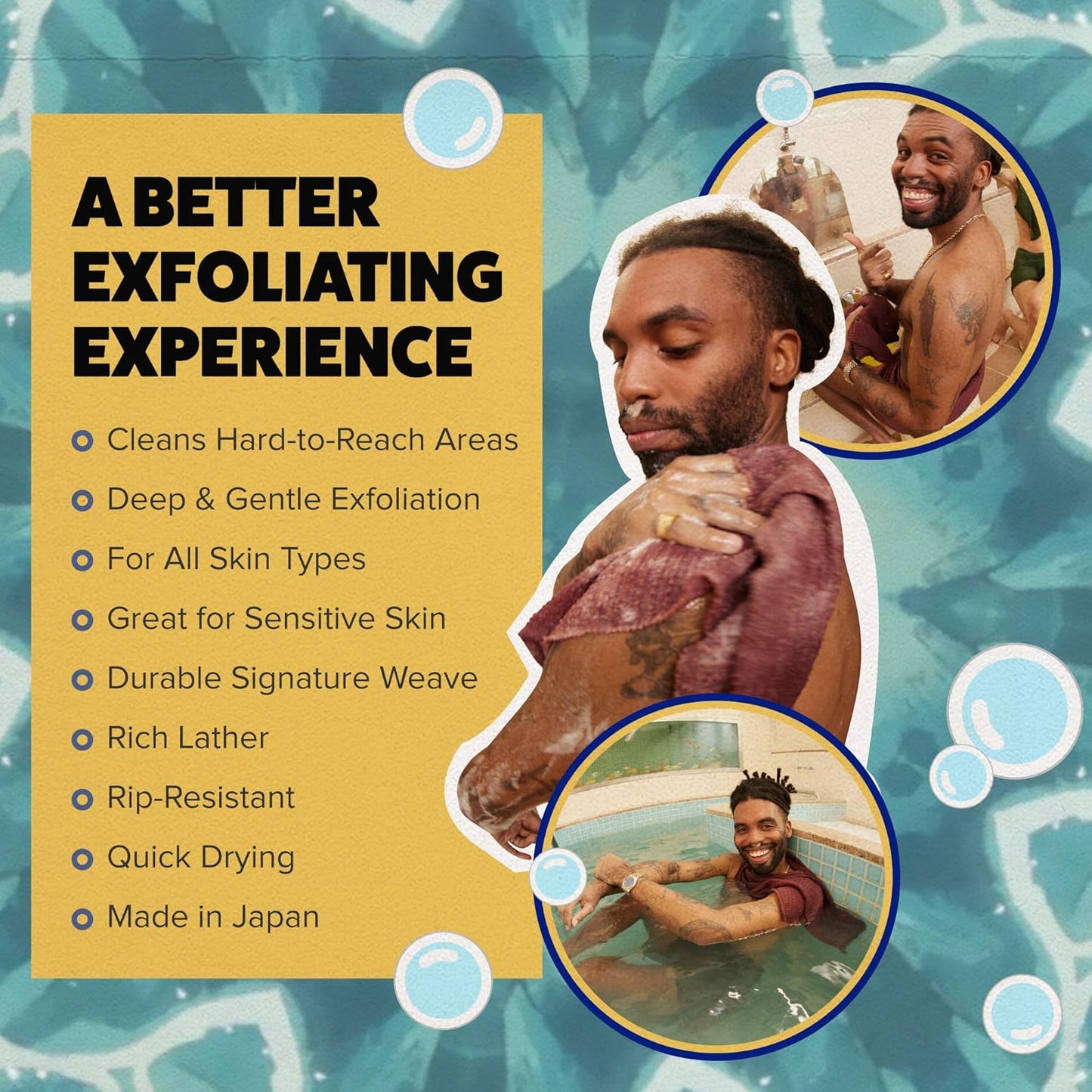 GOSHI Toalla de ducha exfoliante – Toalla exfoliante resistente a desgarros para todo tipo de piel – rojo ladrillo – fabricada en Japón