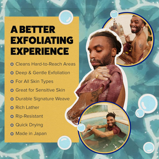 GOSHI Toalla de ducha exfoliante – Toalla exfoliante resistente a desgarros para todo tipo de piel – rojo ladrillo – fabricada en Japón