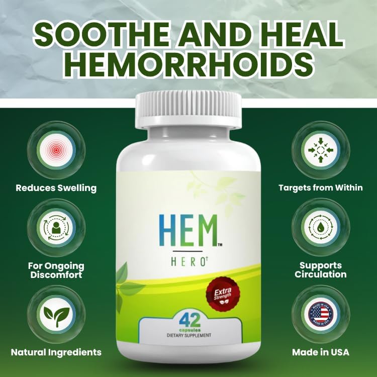 Tratamiento de hemorroides para aliviar las hemorroides, reduce la hinchazón y la inflamación, alivia la picazón, la quema e irritación, 100% seguro y natural, vegano – apto para vegetarianos (42 cápsulas)