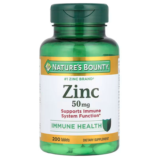 Nature's Bounty Comprimidos de zinc, 50 mg, suplemento para apoyo inmunitario y antioxidante, promueve la salud de la piel, 200 comprimidos